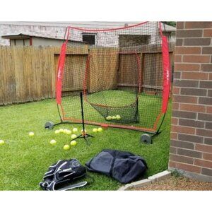 7×7 Baseball Net with Tee Kit, Portable Baseball Net for Hitting and Pitching